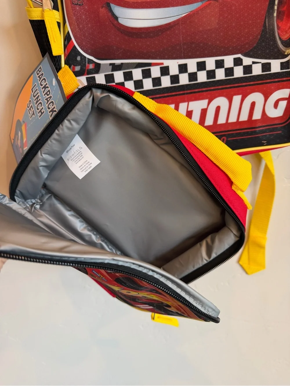 DISNEY Lightning McQueen Cars Backpack & Insulated Lunch Bag Set